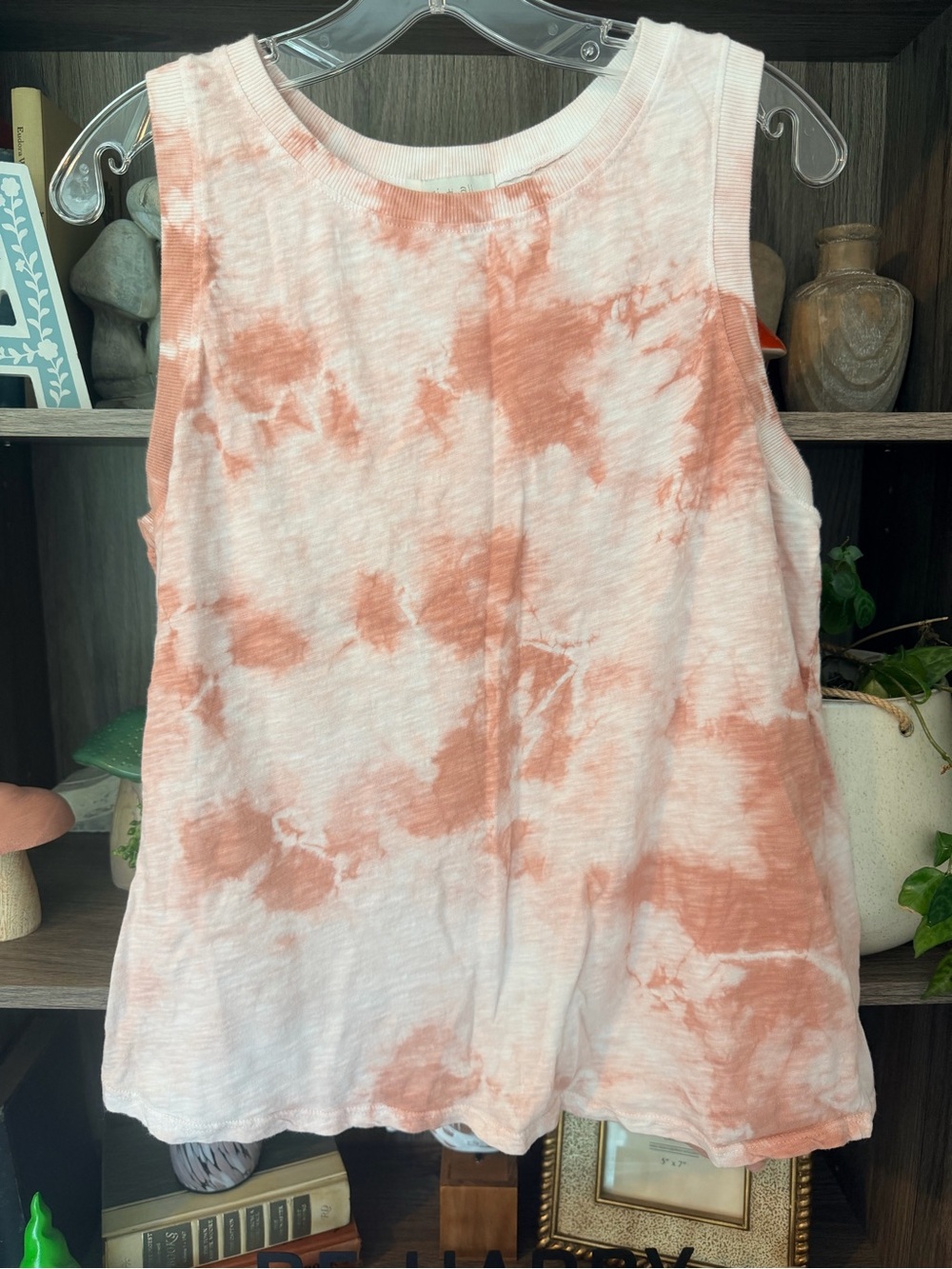 Women's Tie-Dye Sleeveless Tank Top - Peach Pink